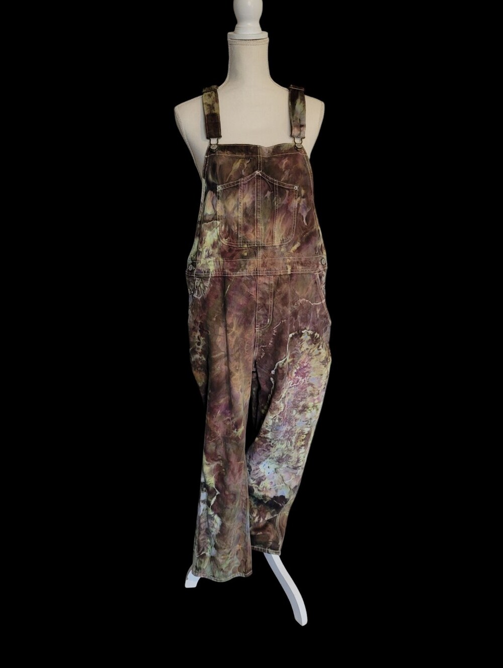 Hand Dyed Overalls Mossy Earthtone Indie Size 14 Fairycore One Of A Kind